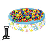 Pileta Inflable + 50 Pelotas Pelotero + Inflador 30cm Bebe