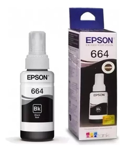 Tinta Epson Original T664 L355 L380 L395 L495 L1300 Negra