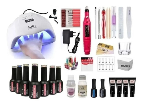 Kit Inicial X29 Completo Uñas Deco Nail Torno Cabina Polygel