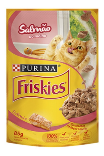 Alimento Friskies Pet Ao Molho Para Gato Adulto Sabor Salmão Em Saco De 85g