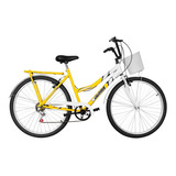 Bicicleta Aro 26 Ultra Bike Summer Bicolor Com 6 Marchas Cor Amarelo-branco