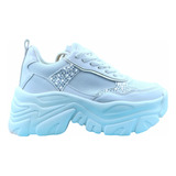 Tenis Chunky Plataforma Sneakers Brillos Mujer Moda Pedreria