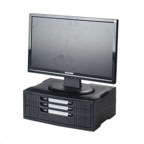 Soporte Monitor Base Modular Con 3 Cajones Color Negro