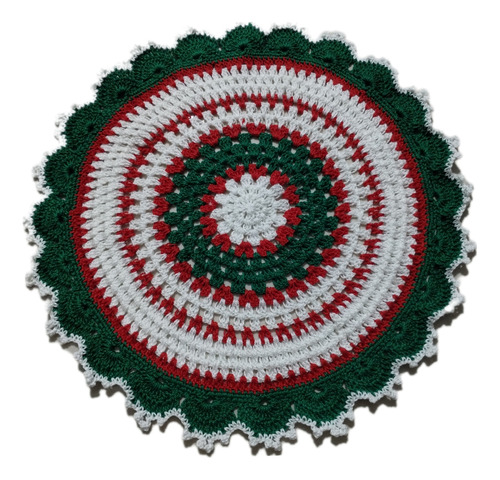 Toalha Redonda Decorativa De Crochê  De Natal , Feito À Mão 