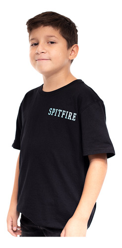 Polera Niño Spitfire Ride The Fire Negro Celeste