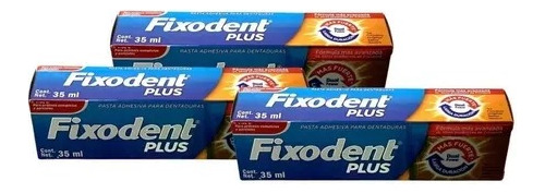 Kit De 3 Pastas Dentales Adhesiva Fixodent Plus 35ml 