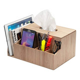 Mobilevision Bamboo Tissue Box Holder Y Tablet Stand Organiz