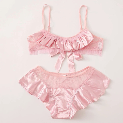 Conjunto De Pijama Con Lazo Para Niña, Pijama De Encaje Para