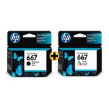 Kit Cartucho Hp 667 Preto + 667 Colorido Original 2376 2776