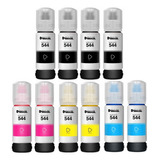 10x Refil Tinta Para Uso Epson T544 L3150 L3110 B Y C M