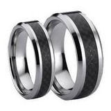 Set De Anillos 8 Mm Para Hombre 6 Mm Damas