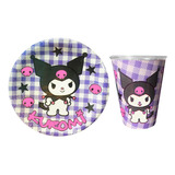 Kuromi Fiesta 40 Platos + 40 Vasos Desechables 