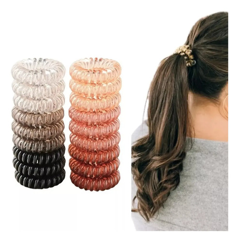 18 Ligas Para Cabello En Espiral Elásticas Accesorios Mujer