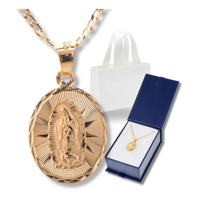 Medalla Cadena Virgen Guadalupe Oro 14k Laminado Collar Mamá Dorado | Meses sin interés