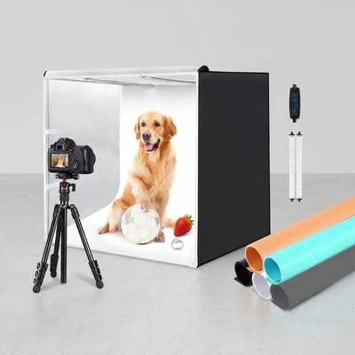 Caja De Luz Fotográfica Fondo Fotografia De 65 X 65 Cm, Cabina De Fotos Profesional Regulable Con 116 Luces Led Y 5 Telones De Fondo Para Joyas Y Productos Alimenticios | Envío gratis