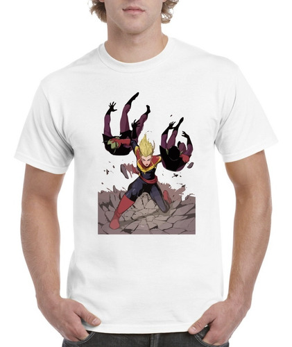 Camisas Para Hombre Capitana Marvel Blancas Diseño Skrulls