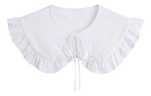 Cuello De Camisa Falso Con Ribetes En Blanco Dulce, Ala Dobl