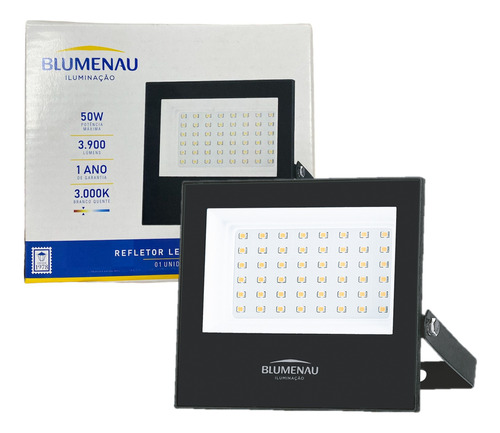 Kit 4 Refletor Led 50w Branco Quente 3000k Ip66 Luz Amarela