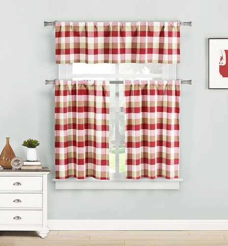 Kingsville Plaid Gingham Cocina A Cuadros De 3 Piezas V...