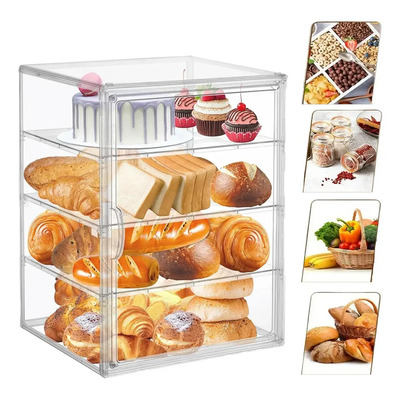Lujosa Caja De Pan Panera Pastelera Exhibidor Grande 4 Pisos Color Blanco Transparente | Envío gratis