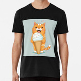 Remera Helado De Gato Atigrado Naranja Con Corazones Algodon