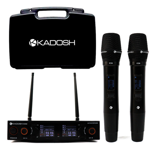 Microfone Sem Fio Kadosh Duplo K502m C Bateria Recarregável