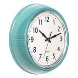 Reloj De Pared Retro, Diseño Vintage, Azul Color Del Fondo Blanco