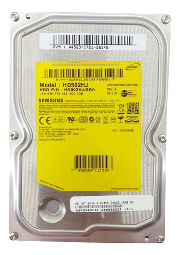 Hd Samsung 500gb 3,5 Sata Hd502hj  Hd502hj/sra A4523 7200rpm