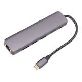 Concentrador Divisor Usb C 7 En 1, 4k, 1 Gbps, Ethernet, 100