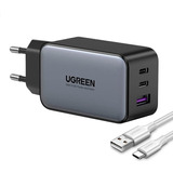 Carregador Turbo 3 Em 1 Ugreen Pd Máx. 65w + Cabo Usb A/c