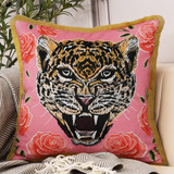 Funda De Almohada Decorativa Diseño Floral Tigre 45x45 Cm