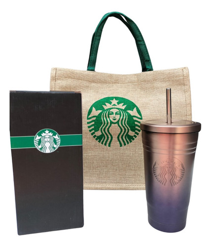 Kit Vaso Starbucks Incluye Bolsa De Yute