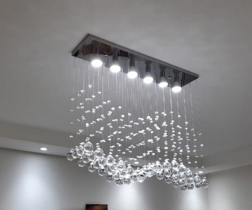 Lustre De Cristal Legitimo Onda + 6 Leds Gu10 