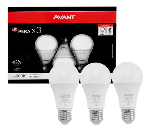 Kit 3 Lâmpadas Led Pera 15w Luz Branca Bivolt Automático