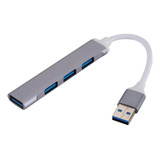 Carcasa De Aluminio Usb Hub 3,0 4 Puertos Multi Gris