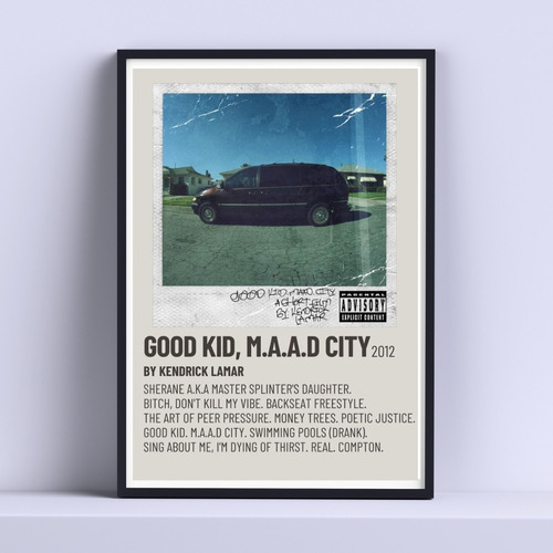 Cuadro Kendrick Lamar Good Kid Decorativo 30x40cm Con Vidrio