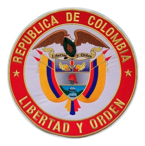 Escudo De Colombia Bordado De 40 Cms Diametro Para Banderas 