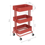 Carrito Organizador De Cocina Estante De Almacenamiento Color Rojo