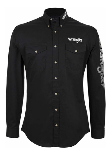 Camisa Wrangler Original Vaquera Caballero Logo Manga Larga