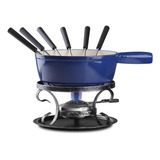 Kit De Fondue Artestia De Hierro Fundido Azul