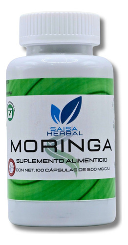 Moringa Orgánica 100% Pura Bolsa Con 100 Cápsulas. Sabor Sin Sabor