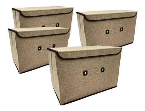 Canastos Cajas Set X 4 Organizadoras Tela Plegable Cesto