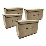 Canastos Cajas Set X 4 Organizadoras Tela Plegable Cesto