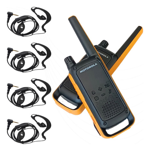 Kit 4 Rádio Comunicador T470br Ipx4 Com Fone Microfone