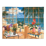 Tapiz De Pared La Mar Playa Palmeras 157x120cm Felpa Home