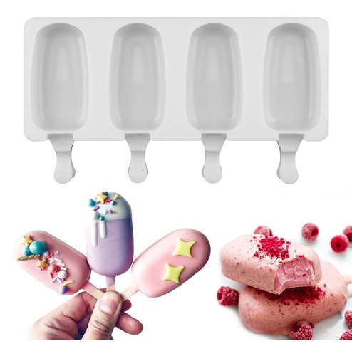 Moldes De Silicona Para Helados Molde Paletas Helado 0417 Color Blanco Pastelería Cl