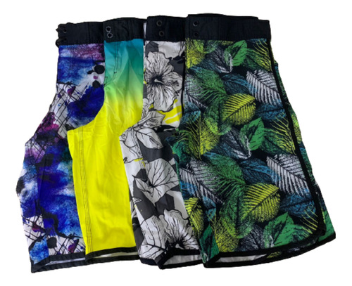 Kit 4 Bermuda Short Surf Tactel Elastano Estampado Praia