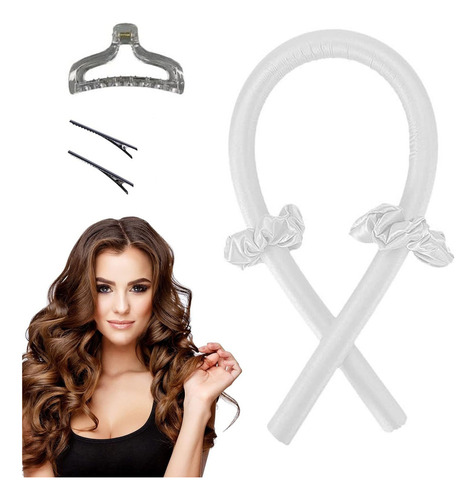 Curly Ondas En Cabello Rizos Sin Calor Tubo+2 Scrunchies .