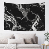Adanti Black And White Marble Print Tapestry Decorative Wal.