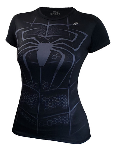 Camiseta  Fit   Ps-uv  Licra Fria     Black Hero   Oxo-sport